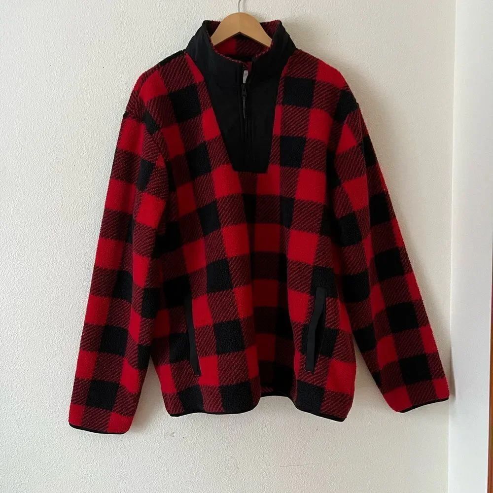 Old Navy Buffalo plaid quarter zip sweatshirt XXL